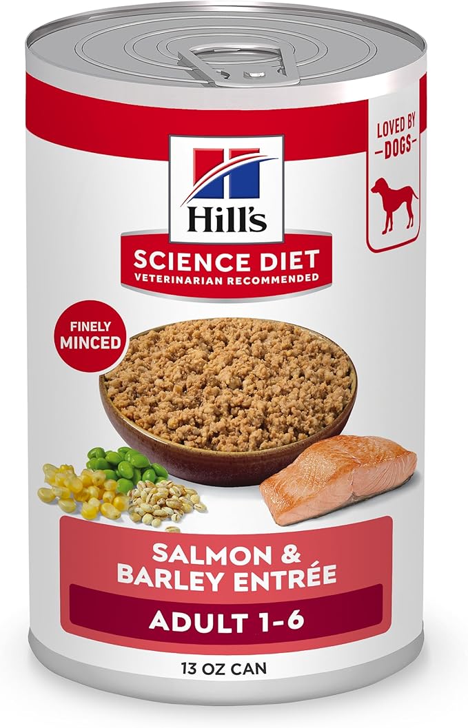 Hill's Science Diet Adult 1-6 Wet Dog Food, Salmon & Barley, 13 oz. Cans, 12-Pack
