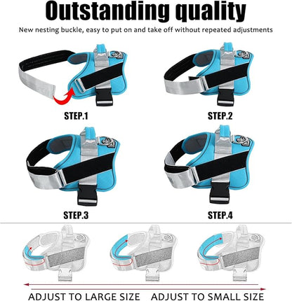 Bolux Dog Harness, No-Pull Reflective Dog Vest, Breathable Adjustable Pet Harness with Handle for Outdoor Walking - No More Pulling, Tugging or Choking (OceanicBlue, Small (Pack of 1))