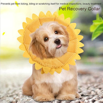 Cat Cone, Pet Recovery Collar Sunflower Shape Pet Elizabethan Collar Pet Recovery Cone Adjustable Pet Collar for Cat Dog (No. 3 Neck Circumference 23-26cm)