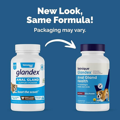 Vetnique Glandex for Dogs Anal Glands Supplement Powder Digestive Health with Fiber, Pumpkin, Digestive Enzymes & Dog Probiotics - Boot the Scoot (4.0oz Powder, Beef Liver)