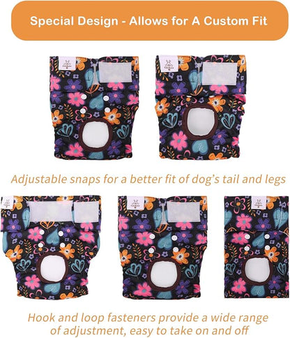 CuteBone Dog Diapers Female Washable Small Medium Large 3 Pack Reusable Doggie Diapers Puppy Period Pants for Doggy Heat Cycle Peeing