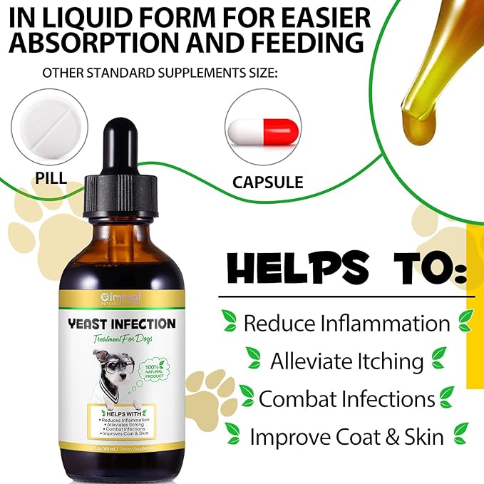 Yeast Infection Treatment for Dogs, Natural Yeast Infection Treatment Supports Dog Itch Relief, Dog Ear Infection, Dog Allergy Relief, Pet Supplies Dog Herbal Supplement, Bacon Flavor - 2 oz