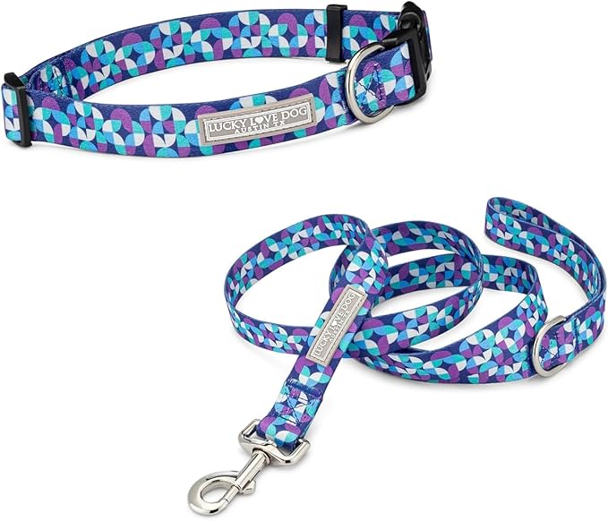 Lucky Love Dog - Adjustable Dog Collar and Leash Set with Easy Click Buckle for Small Dogs, Durable, & Comfortable Collar for Male & Female Dogs, Puppies & Adult Ones - Jasper Combo, Small