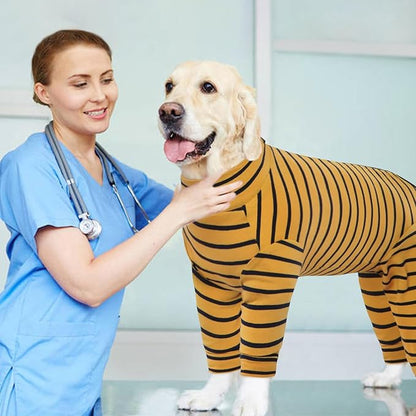 Kuoser Recovery Suit for Large Dogs After Surgery, Long Sleeve Dog Surgery Recovery Suit, Dog Onesie for Abdominal Wounds Skin Disease, Yellow XL