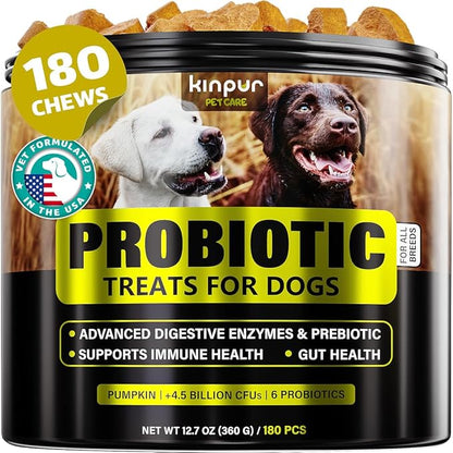 Probiotics Chews for Dogs w/Digestive Enzymes - Dog Probiotics to Support Gut Health, Alleviate Dog Itch, Soothe Itchy Skin, Dog Allergy Relief - Good for Immunity & Dog Itching Skin Relief -180 ct