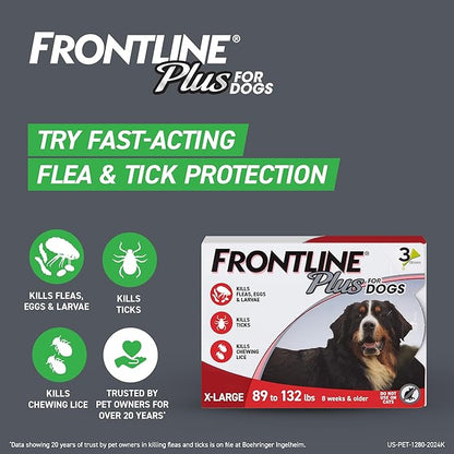 FRONTLINE Gold Flea & Tick Treatment for X-Large Dogs Up to 89 to 132 lbs., Pack of 3