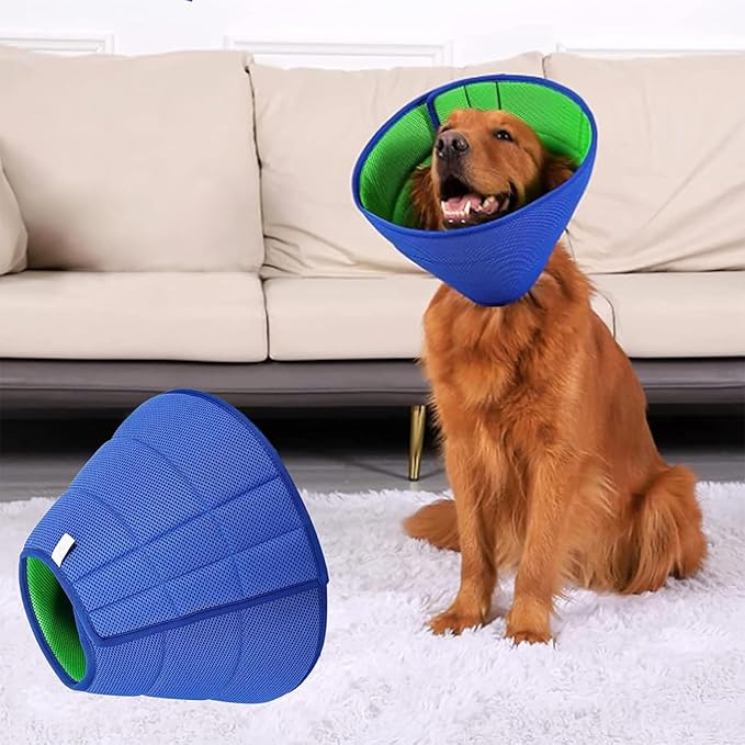 Soft Dog Cone Recovery Collars & Cones After Surgery for Small,Medium Large Dogs,Adjustable Breathable Dog Cone Collar,Protect Pets from Licking Wounds,Soft and Comfortable, Reduce Anxiety (Blue, XL)