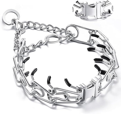 Prong Collar for Dogs, Adjustable Dog Training Collar with Quick Release Buckle for Small Medium Large Dogs (M&L/Neck Girth 14.5"-18.6")