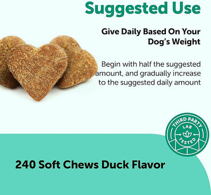 Micro Ingredients Probiotics for Dogs, 240 Soft Chews | Daily Digestive Health Probiotic Chews for Dogs with Prebiotics & Enzymes | Supports Gut Flora & Immune Function* | Non-GMO, Duck Flavor