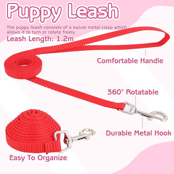 36 Pcs Puppy Collar and Leash Set, Adjustable Colorful Dog Collar and Leash Quick Release Clip Buckle Puppy Collars Whelping Collar for Small Medium Dogs Walking Training