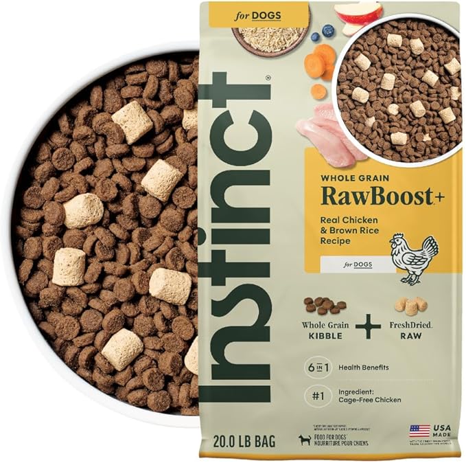 Instinct RawBoost, Natural Dry Dog Food with FreshDried Raw, Whole Grain Recipe - Real Chicken & Brown Rice, 20 lb. Bag