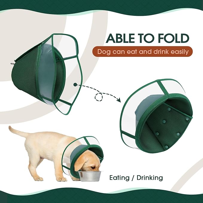 Kuoser Large Dog Cone Collar After Surgery, Soft Cone for Dogs to Stop Licking, Breathable Pet Recovery Collar Comfortable Elizabethan Collars, Adjustable Protective Dog Cones for Large Dogs, Green XL