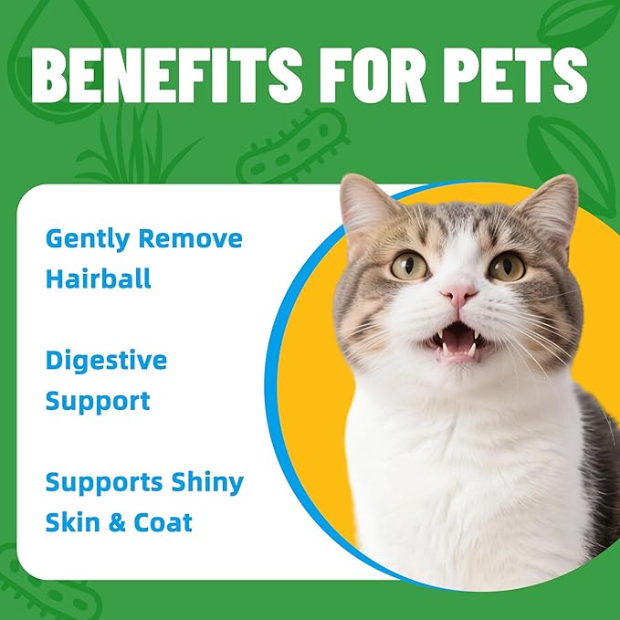 Just Try 7OZ Cat Grass Powder Feline Grass Treats Cat Supplements Hairball Treatment for Cats Cat Hairball Remedy Gut Health Cat Treats Healthy