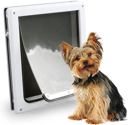 Pet Flap Door for Dogs 2 Ways Locking Wall Entry Pet Door with Transparent Flap (Small)