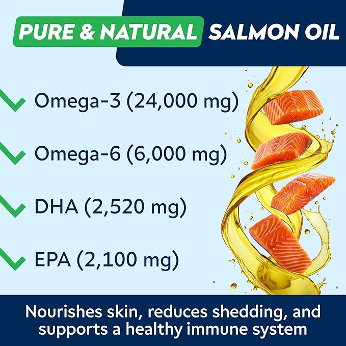 StrellaLab Omega 3 for Dogs - (180Ct) Fish Oil Treats - Allergy & Itch Relief Skin&Coat Supplement - Dry Itchy Skin, Shedding, Hot Spots Treatment, Anti Itch - Pet Salmon Oil Chews - Atlantic Salmon