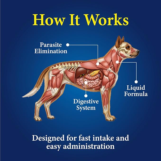 Broad Spectrum Dog Dewormer Treatment 120ml - Dewormer for Dogs and Puppies - Hookworms, Roundworms and whipworms - Boost the immnue System & Strengthens the Digestion - Chicken Flavour - Made in USA