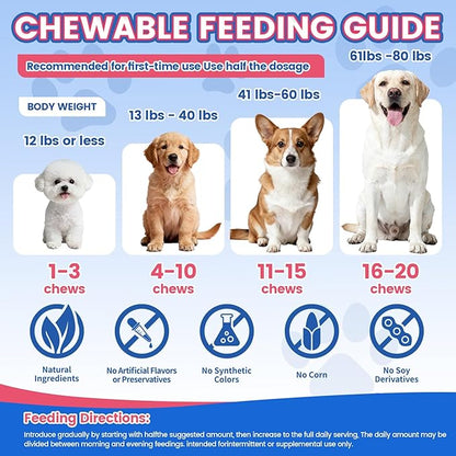 Omega 3 for Dogs, 500 Chews Skin & Coat Supplement for Dog, Salmon Flaxseed Fish Oil for Dogs, Dry & Itchy Skin Relief, Allergy Support Anti Shedding - Vitamin E- EPA & DHA - Chicken Krill Flavor