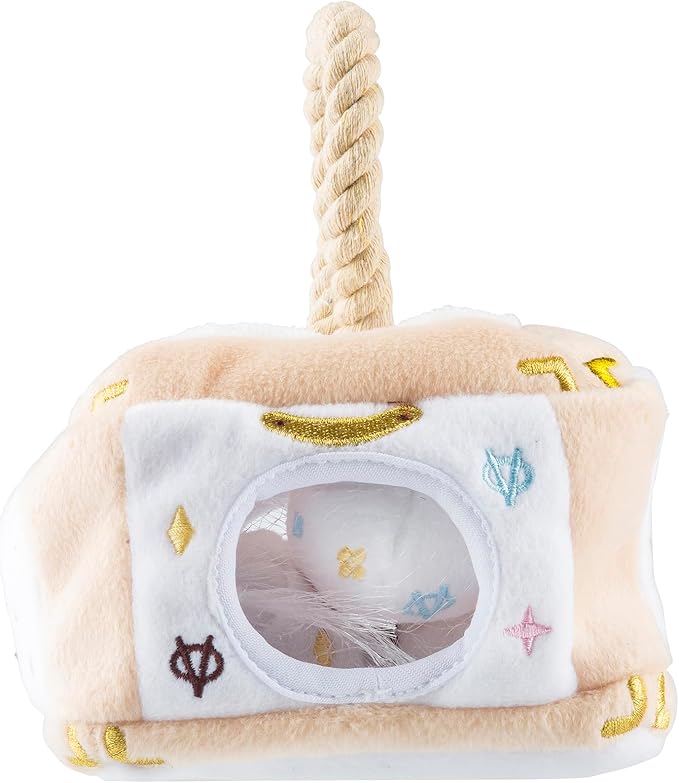 Haute Diggity Dog Chewy Vuiton Trunk Puzzle with 3 Plush Squeaky Dog Toys, Soft Durable Designer-Inspired Stuffed Puppy Chew Toys for Small & Medium Dogs, Machine-Washable (White) One Size