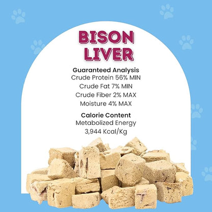 hotspot pets Freeze Dried Bison Liver Treats for Cats & Dogs - 1 Pound Big Bag, Made in USA, Single Ingredient All Natural, Grain-Free - Perfect for Training, Topper or Snack