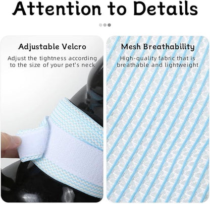 Cat Neck Brace Cover - Breathable Elizabethan Collar for Post-Surgery Recovery Anti-Lick Wound Adjustable Protective Cervical Cone for Small Medium Large Dogs Cats (Neck Girth 11.0-13.8" Depth4.7