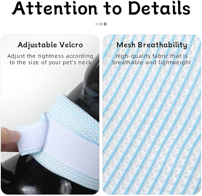 Cat Neck Brace Cover - Breathable Elizabethan Collar for Post-Surgery Recovery Anti-Lick Wound Adjustable Protective Cervical Cone for Small Medium Large Dogs Cats (Neck Girth 11.0-13.8" Depth4.7