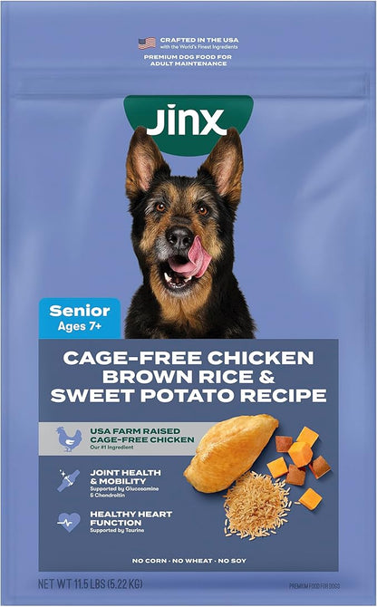 Jinx Premium Dry Dog Food for Senior Dogs - Real Chicken, Brown Rice & Sweet Potato Kibble with Antioxidants for Immune Support & Whole Grains for Digestive Support - No Fillers - 11.5lb