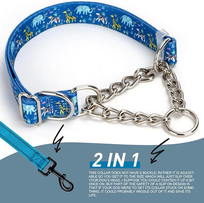 Choke Collar for Dogs - Cartoon Dog Adjustable Training Slip Collar with Chain, Anti Pull Design for Medium & Large Dogs(X-Large)