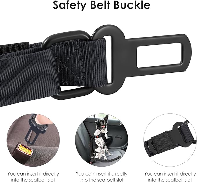 Hotsky Tactical Dog Leash Heavy Duty for Medium Large Dogs that Pull,4-6Ft Strong Bungee Shock Absorbing No Pull Dog Leash with Padded Double Handle and Car Seatbelt,Black