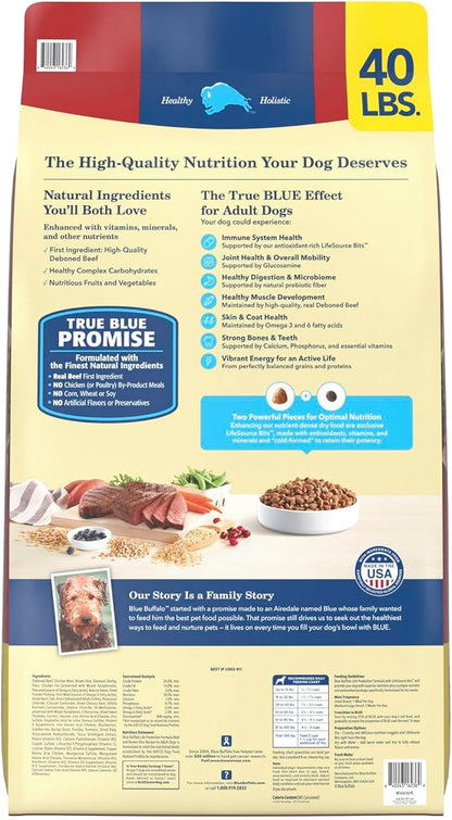 Blue Buffalo Life Protection Formula, Adult Dry Dog Food, Made with Natural Ingredients, Beef & Brown Rice, 40lb Bag