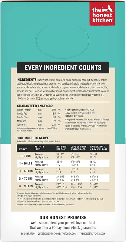 The Honest Kitchen Human Grade Wholemade™ Dehydrated Dog Food, Grain Free Dog Food, Fish, 4 lb Box