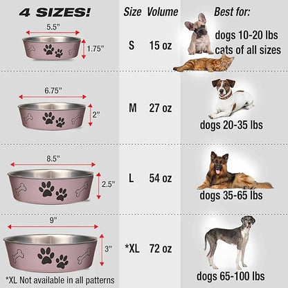 Loving Pets Bella Dog Bowls- Stainless Steel Dog & Cat Bowls - Spill Proof Dog Food Bowl, Cat Bowl, Puppy Essentials & Pet Supplies Great for Home & Travel (Medium 20-35 lbs, Grape)
