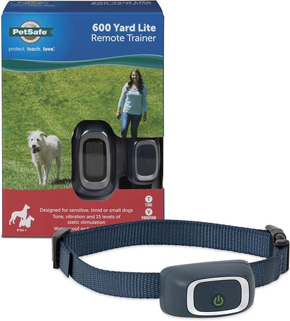 PetSafe 600 Yard Lite Remote Training Collar – Smaller Version for Small or Medium Dogs – Choose from Tone, Vibration, or 15 Levels of Static Stimulation – Medium Range for Training Off Leash Dogs
