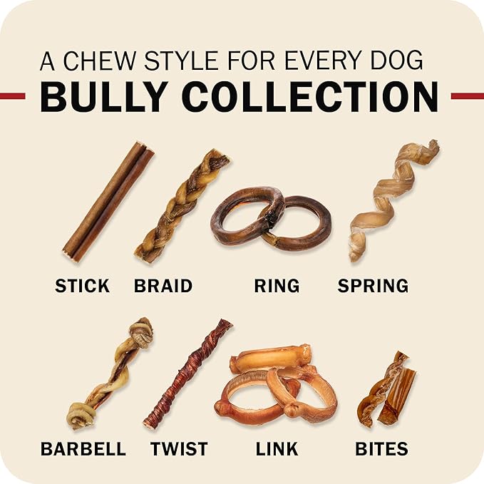 Redbarn Pet Products All Natural 5"-8" Bully Sticks for Small & Large Dogs - Healthy Long Lasting Chews Variety Party Pack - 100% Beef Single Ingredient Low Odor Rawhide Free Dental Treats - 8 oz Bag