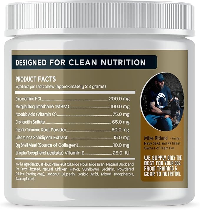 TEAM DOG Hip and Joint Chews for Dogs | Arthritis & Joint Support Supplements for Dogs | MSM, Chondroitin & Glucosamine | Small, Medium & Large Breed | Chicken, Duck & Pea Flavor | 120 Count
