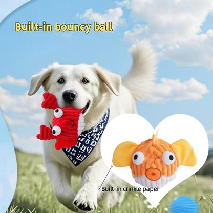 Interactive Squeaky Dog Chew Toy,No Stuffing Interactive Chew Toy for Small Medium Large Dogs, Training Reward Gift for Pets(Yellow Fish)