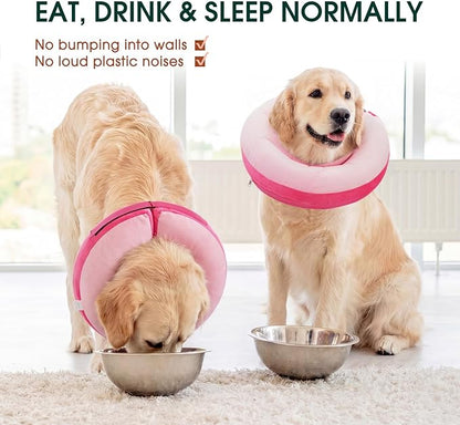 Kuoser Inflatable Dog Cone Collar, Soft Dog Cone Alternative After Surgery,Dogs Donut Collar to Stop Licking, Inflatable Doggie Neck Pillow,Comfortable Recovery E-Collar for Small Medium Large Dogs,XL