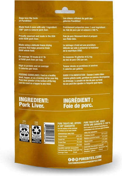 PureBites Pork Freeze Dried Dog Treats, 1 Ingredient, Made in USA, 3.5oz