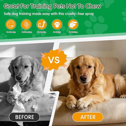 2 Bottles Bitter Apple Spray for Dogs - No Chew Spray for Dogs to Stop Barking Marking and Nibbling - Natural Ingredients Dog Repellent Spray for Furniture and Your Belongings Green