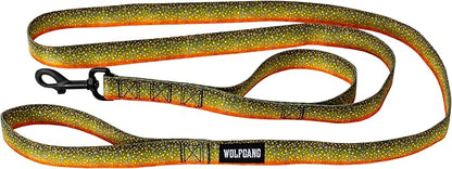 Wolfgang Heavy Duty Dog Leash, Pull-Tested for Walking & Training, BrookTrout Print, Dual Handle Large