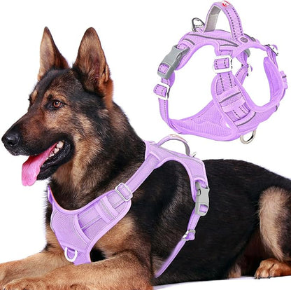 BARKBAY Dog Harness No Pull with ID Tag Pocket - Heavy Duty, Reflective, Easy Control for Large Dogs(Violet Purple,XL)