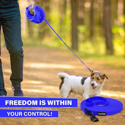 Waterproof Dog Leash 10ft, 16ft, 30ft, 50ft PVC Recall Long Line Dog Leash Beach Swimming Tracking Training Dogs Lead for Small, Medium and Large Dogs