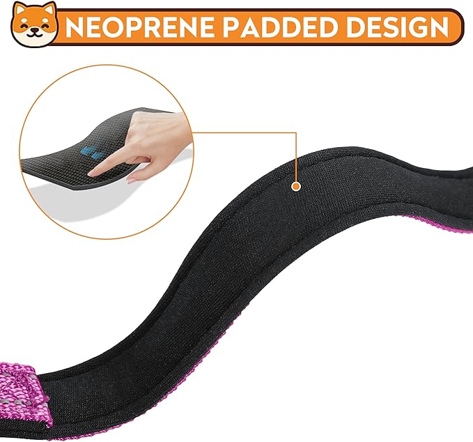 Reflective Dog Collar, Adjustable Soft Neoprene Padded Nylon Pet Collars with Buckle for Medium Dogs, Rose Red,M