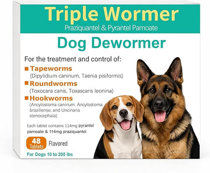 Dewormer for Dogs Pyrantel Pamoate and Praziquantel for Tapeworms, Roundworms and Hookworms Broad Spectrum Dewormer
