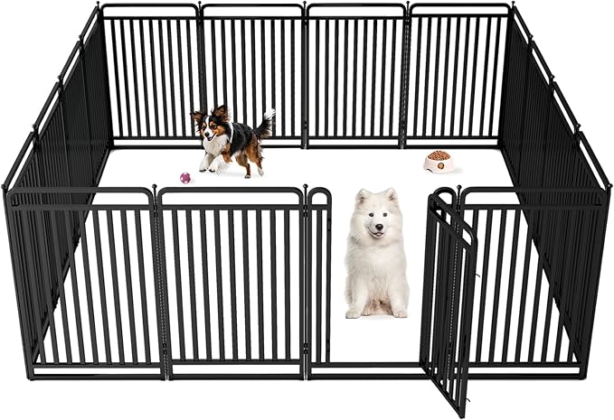 New Thickened Version Dog Playpen, 40 Inch Dog Fences for The Yard, Portable Outdoor Dog Playpen for Large/Medium/Small Dogs, Foldable Metal Dog playpen, with Doors (16 Panels, 40 Inch)