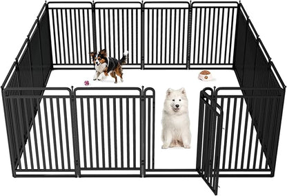 New Thickened Version Dog Playpen, 40 Inch Dog Fences for The Yard, Portable Outdoor Dog Playpen for Large/Medium/Small Dogs, Foldable Metal Dog playpen, with Doors (16 Panels, 40 Inch)