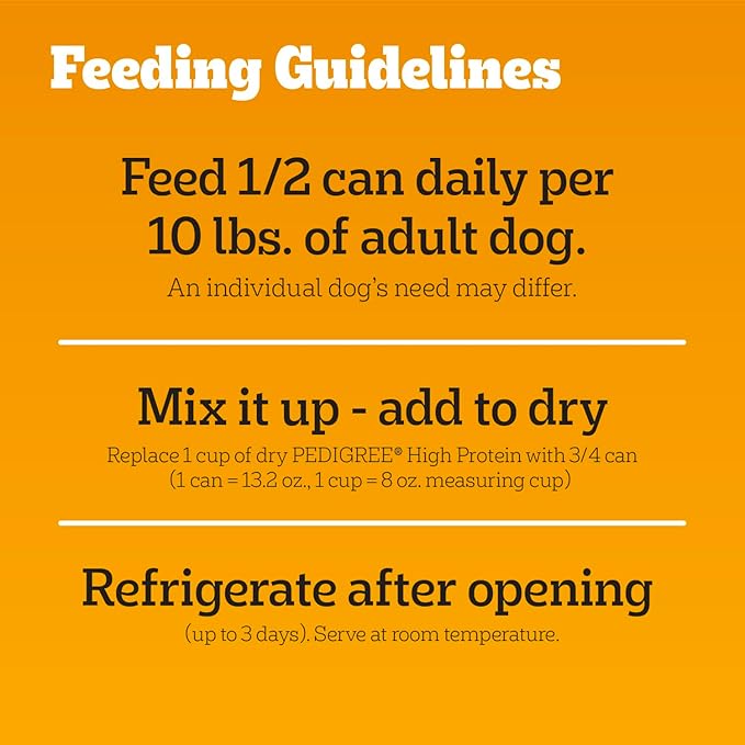 Pedigree High Protein Wet Dog Food, Adult Soft Canned Dog Food, Beef & Bison Flavor, 13.2 oz. Cans, 12 Count
