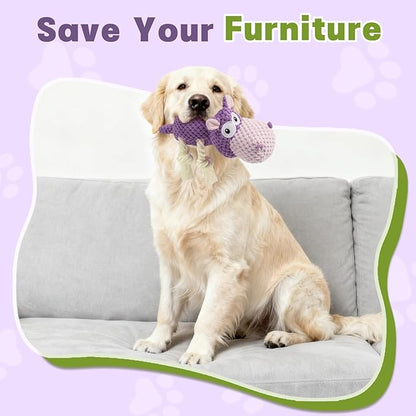 TOOPTATE Squeaky Dog Toy - Plush Interactive Chew Toy for Large, Medium and Small Dogs, Keeps Them Busy (Purple, Medium)