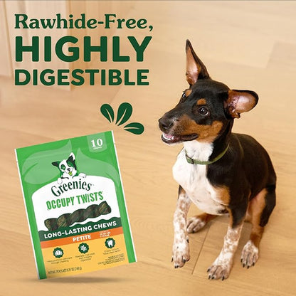 Greenies Occupy Twists Natural Dog Treats Petite Size Dog Chews Long Lasting Chicken Flavor, 8.75 oz. Pack, 10 Count