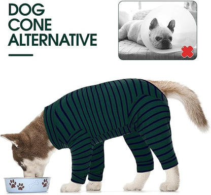 Kuoser Recovery Suit for Small Dogs After Surgery, Long Sleeve Dog Surgery Recovery Suit, Dog Onesie for Abdominal Wounds Skin Disease, Green S