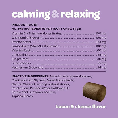Calming Chews for Dogs | Herbal Dog Calming Chews for Anxiety from Normal and Occasional Stressors Including Separation Storms Grooming & Travel | NASC Certified & Made in the USA | 60 Count